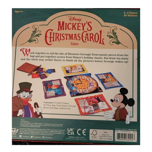 NEW SEALED Funko Disney Mickey's Christmas Carol Board Puzzle Family Kids Game - Picture 2 of 3